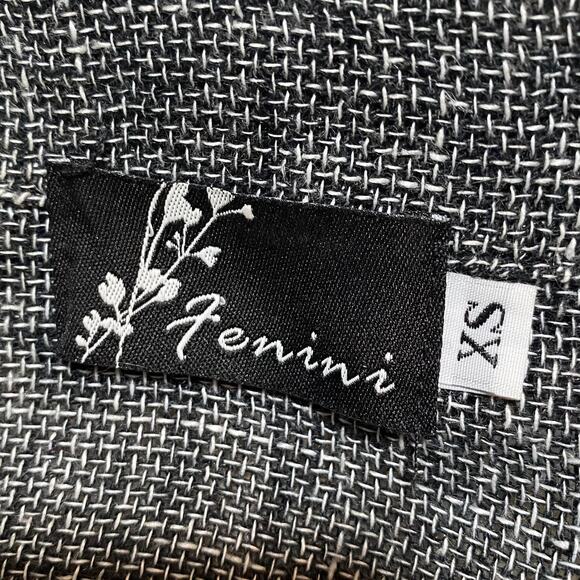 Fenini Linen Jacket Button Down Wide Collared Longline Pockets Grey Womens XS - Picture 7 of 8